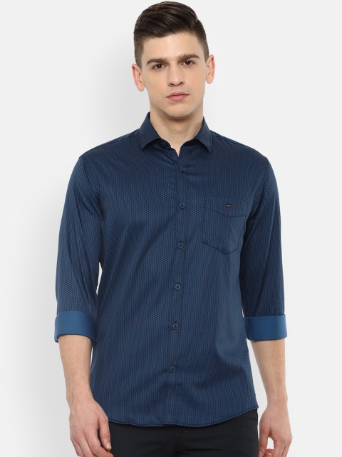 

Louis Philippe Sport Men Navy Blue Slim Fit Opaque Printed Cotton Casual Shirt