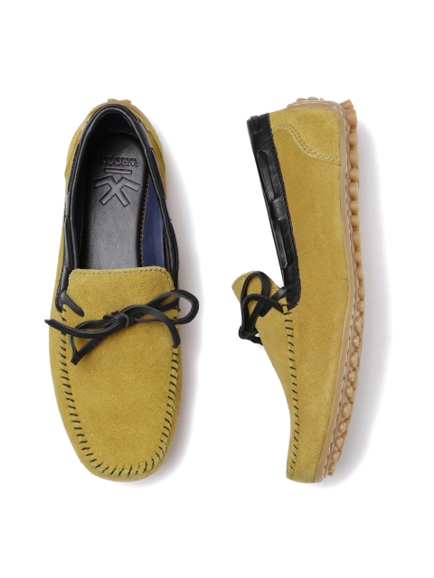 

WROGN Men Mustard Yellow Solid Suede Boat Shoes