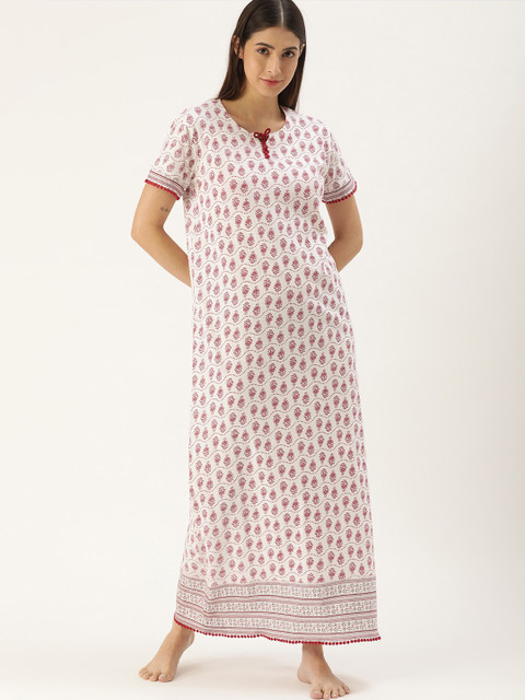 

Slumber Jill Maroon Printed Nightdress