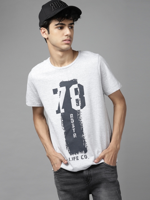 

UTH by Roadster Boys Grey Melange & Black Brand Logo & Varsity Print T-shirt