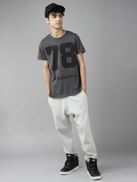 

UTH by Roadster Boys Charcoal Grey & Black Varsity Print Round Neck T-shirt
