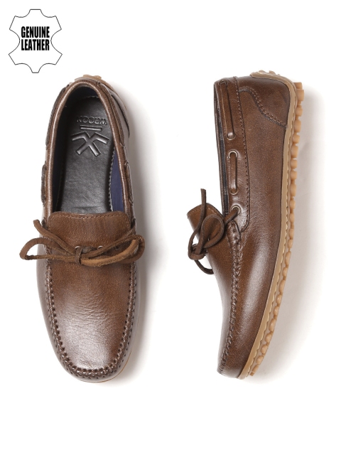 

WROGN Men Brown Leather Boat Shoes