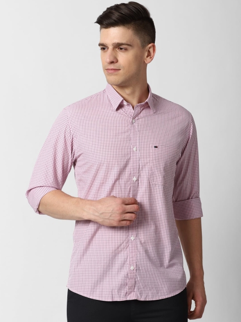 

Peter England Casuals Men Pink & Black Slim Fit Opaque Striped Cotton Casual Shirt