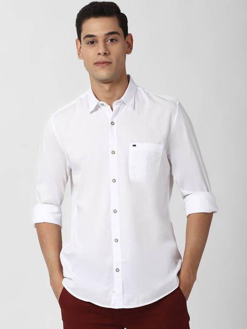 

Peter England Casuals Men White Slim Fit Opaque Cotton Casual Shirt