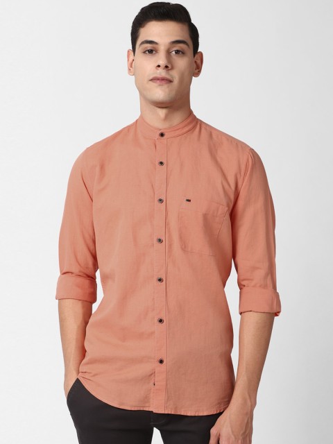 

Peter England Casuals Men Orange Slim Fit Opaque Cotton Linen Casual Shirt