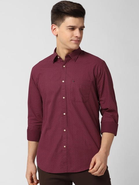 

Peter England Casuals Men Maroon Slim Fit Opaque Printed Cotton Casual Shirt