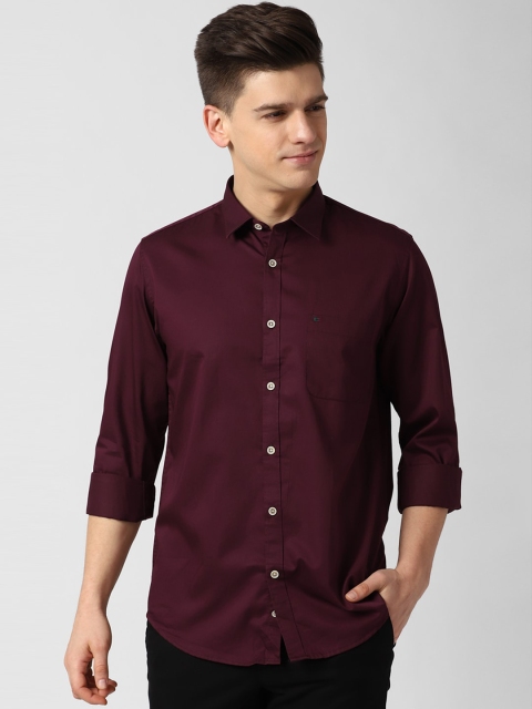 

Peter England Casuals Men Maroon Slim Fit Opaque Cotton Casual Shirt