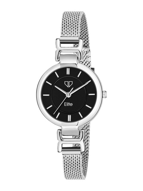 

Walrus Women Black Brass Dial & Silver Toned Stainless Steel Wrap Around Straps Analogue Watch