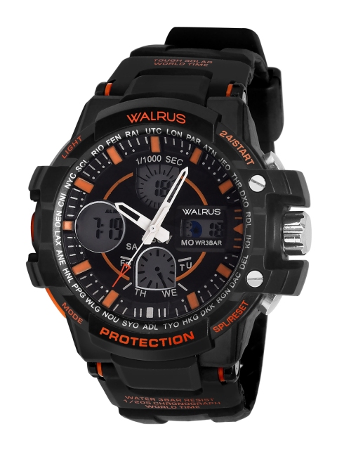 

Walrus Men Orange Brass Patterned Dial & Black Analogue and Digital Watch WWTM-DIGI-110