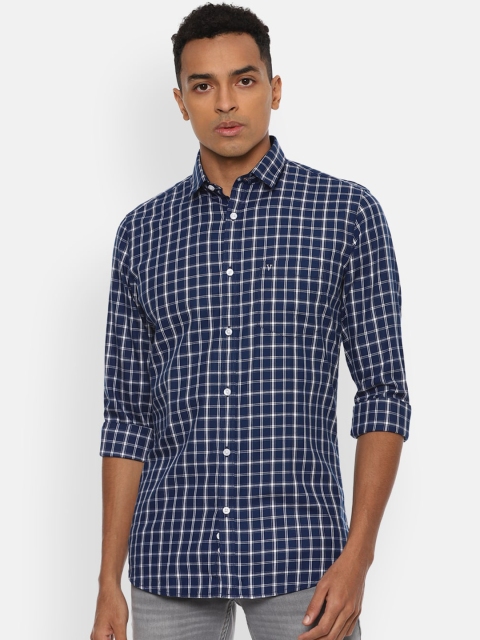 

Van Heusen Sport Men Navy Blue & White Slim Fit Opaque Pure Cotton Checked Casual Shirt