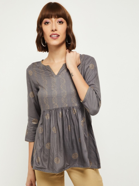 

max Grey & Gold-Toned Regular Top