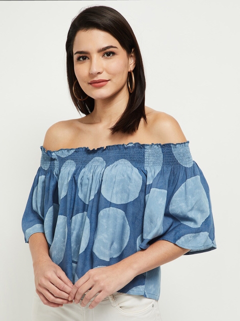 

max Women Blue Off-Shoulder Bardot Top