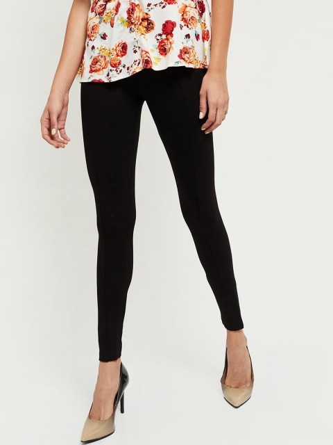 

max Women Black Solid Ankle-Length Leggings