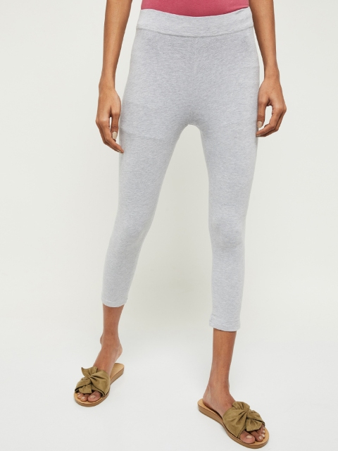 

max Women Grey Solid Ankle-Length Leggings