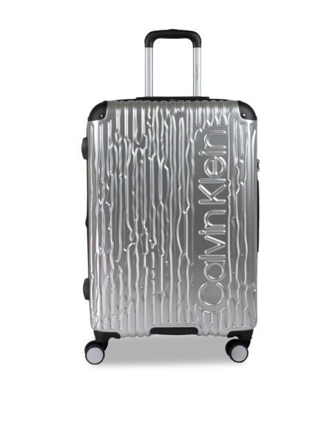 

Calvin Klein Silver-Toned Textured Hard-Sided Medium Trolley Suitcase