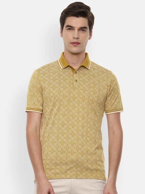 

Louis Philippe Sport Men Yellow Printed Polo Collar Pure Cotton T-shirt