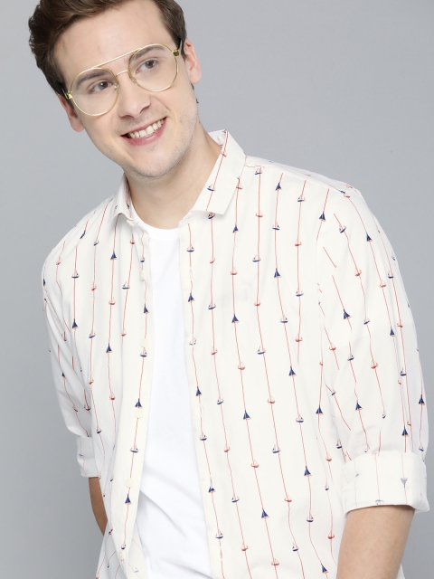 

Mast & Harbour Men White & Red Striped Casual Shirt