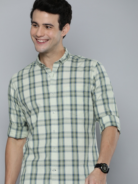 

Mast & Harbour Men Grey & Green Checked Casual Shirt