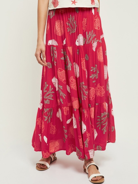

Max Women Coral Rayon Printed Skirts