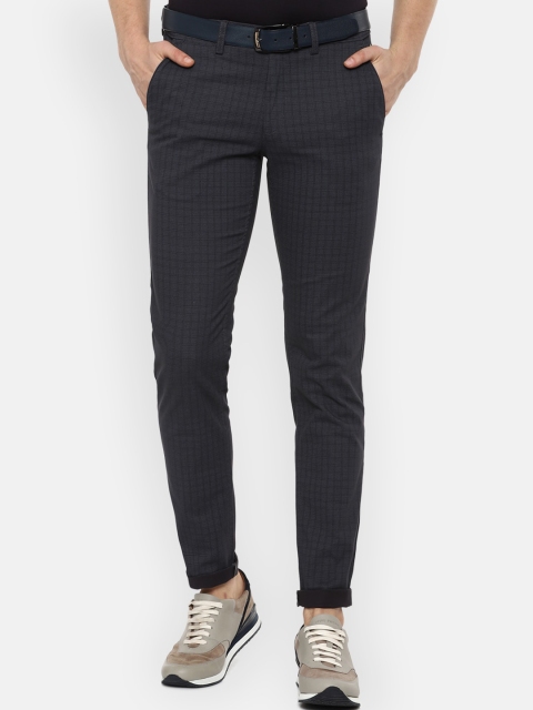 

Louis Philippe Sport Men Charcoal Grey Checked Slim Fit Trousers