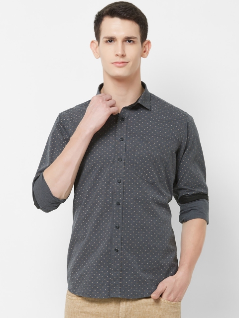 

EVOQ Men Grey Opaque Printed Pure Cotton Casual Shirt