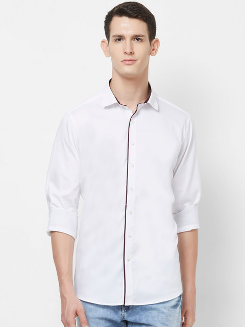 

EVOQ Men White Opaque Pure Cotton Casual Shirt