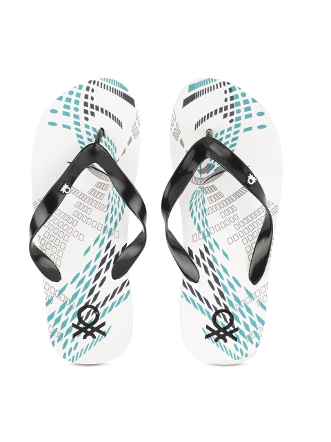 

United Colors of Benetton Men Black & White Printed Rubber Thong Flip-Flops