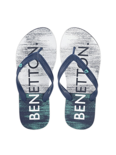 

United Colors of Benetton Men Navy Blue & White Printed Rubber Thong Flip-Flops