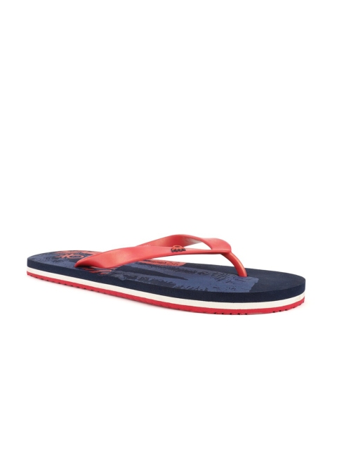 

United Colors of Benetton Men Red & Navy Blue Printed Rubber Thong Flip-Flops