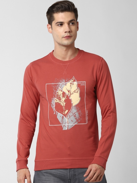 

Peter England Casuals Men Orange Printed Pure Cotton Sweatshirt