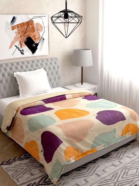 

Salona Bichona Yellow & Purple Geometric Mild Winter 120 GSM Single Bed Comforter