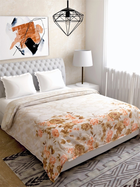 

Salona Bichona Cream-Coloured & Brown Mild Winter Pure Cotton 120 GSM Double Bed Comforter