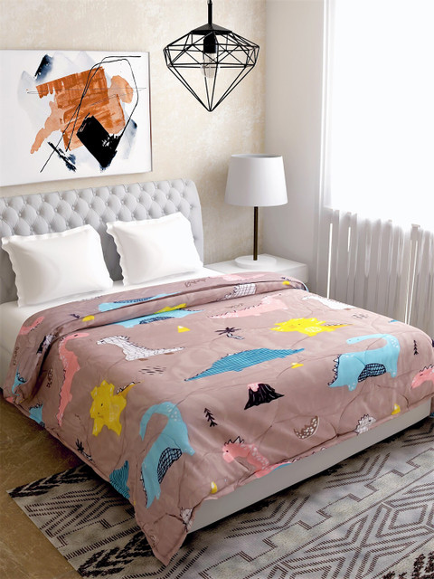 

Salona Bichona Brown & Blue Cartoon Characters Mild Winter 120 GSM Double Bed Comforter