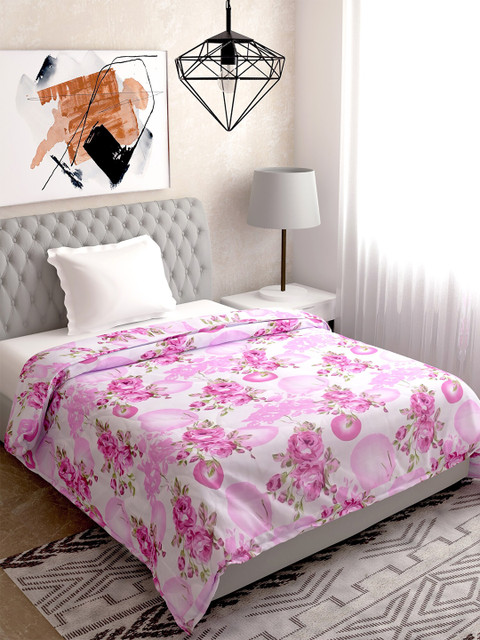 

Salona Bichona Pink Floral Mild Winter Pure Cotton 120 GSM Single Bed Comforter