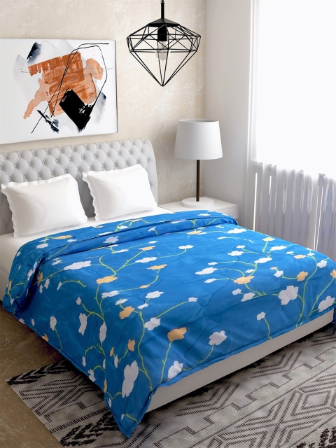 

Salona Bichona Blue & White Floral Mild Winter 120 GSM Double Bed Comforter