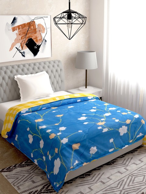 

Salona Bichona Blue & White Floral Mild Winter 120 GSM Single Bed Comforter