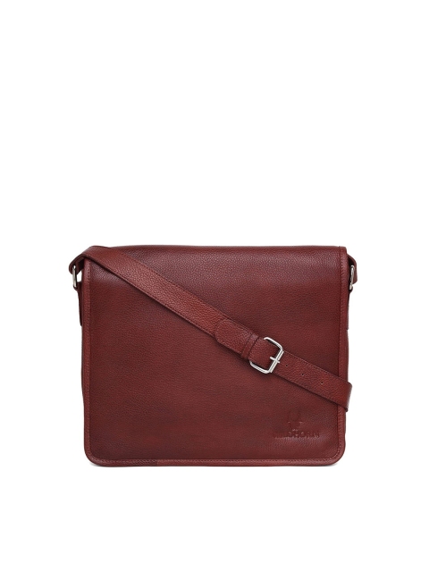 

WildHorn Men Maroon Solid Leather Messenger Bag