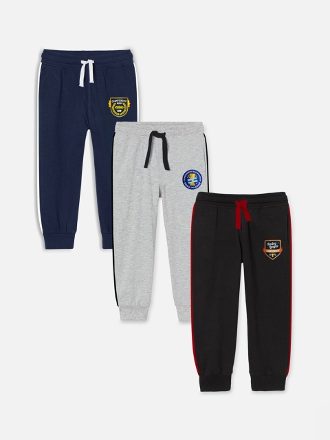 

Miss & Chief Kids Pack of 3 Solid Pure Cotton Joggers, Black