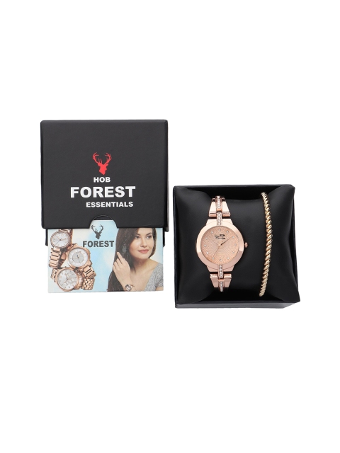 

Hobforestessentials Women Rose-Gold Watch With Gold-Toned Bracelet Gift Set