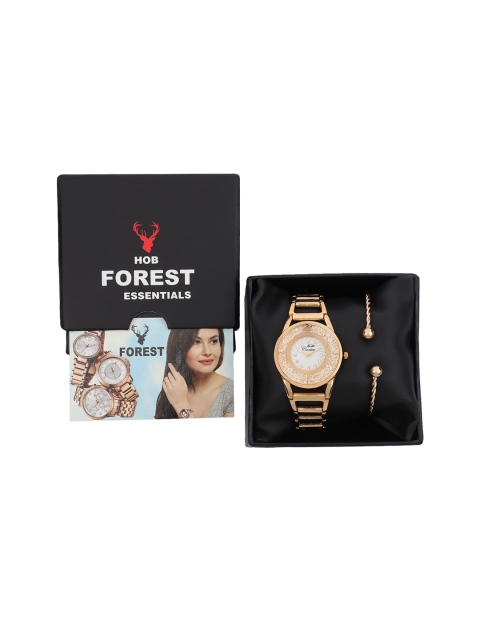 

Hob Forest Essentials Women Gold Analog Watch & Bracelet Gift Set