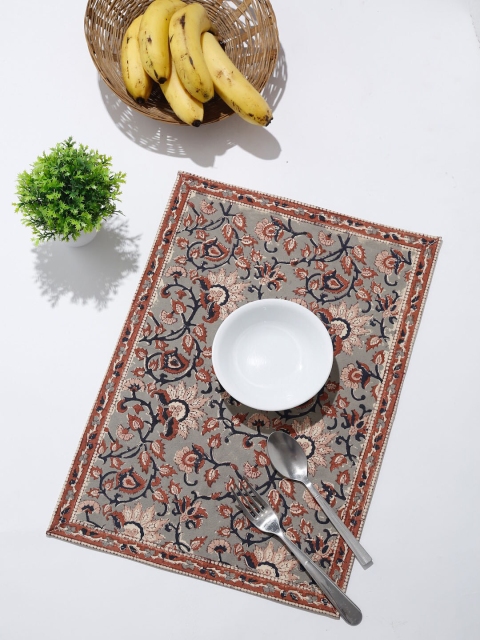 

Fabindia Set Of 4 Grey & Blue Cotton Table Placemats