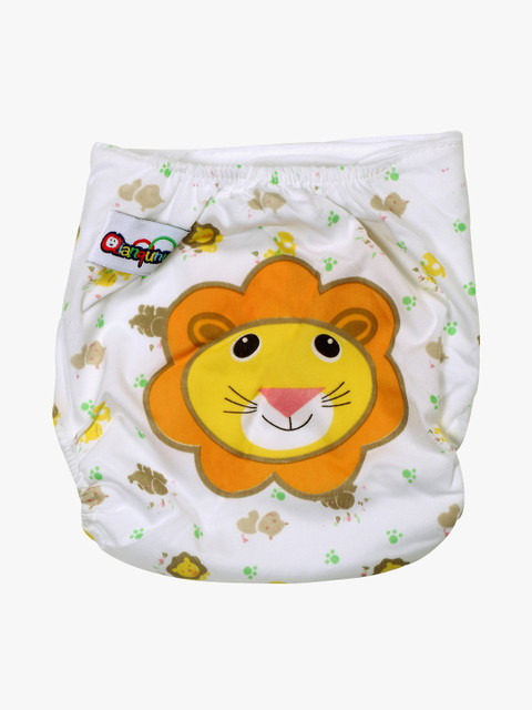 

POKORY Infant Kids White & Orange Printed Reusable Diaper