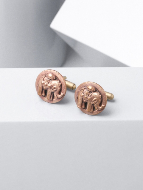 

COSA NOSTRAA Gunmetal-Toned & Gold-Toned Round Cufflink, Metallic