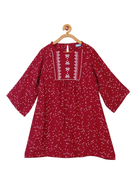 

Miyo Girls Red Printed A-Line Dress