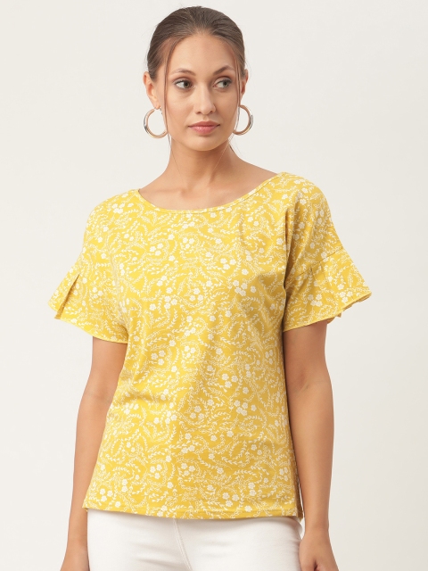 

urSense Yellow & White Floral Boxy Top