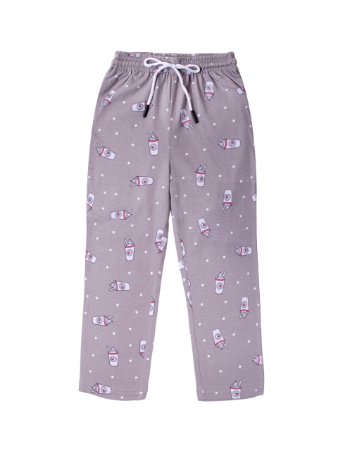 

Hunny Bunny Girls Grey & Red Printed Pure Cotton Mid-Rise Lounge pants