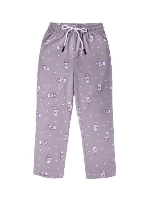 

Hunny Bunny Girls Grey Printed Pure Cotton Lounge Pants