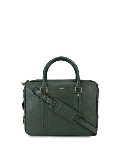 

Da Milano Unisex Green Textured Leather Laptop Bag