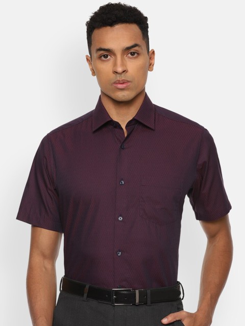 

Van Heusen Men Maroon Printed Cotton Formal Shirt
