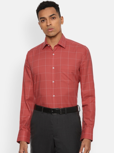 

Van Heusen Men Red Windowpane Checked Formal Shirt
